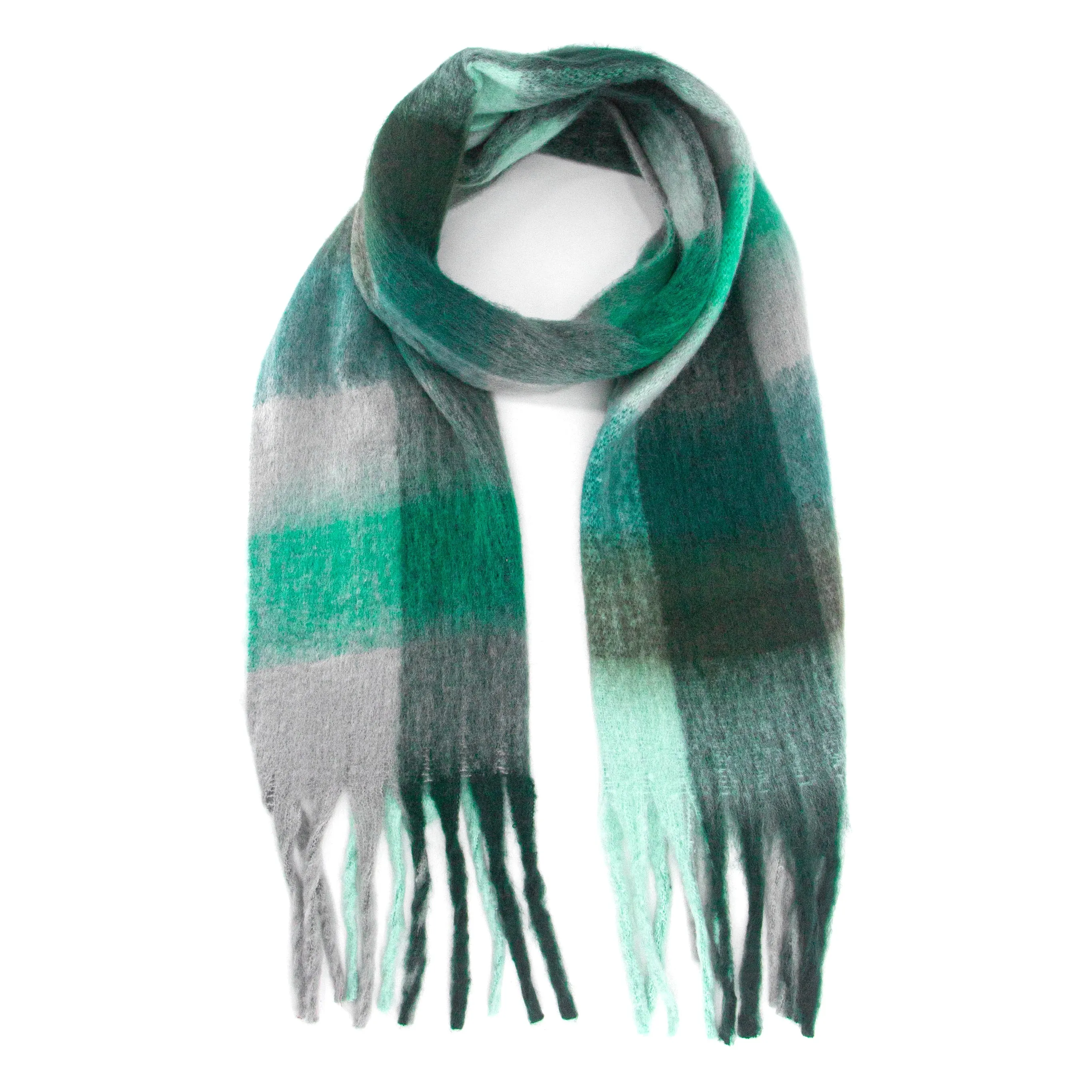 Allie Heavyweight Scarf - Teal, Square Colour Block