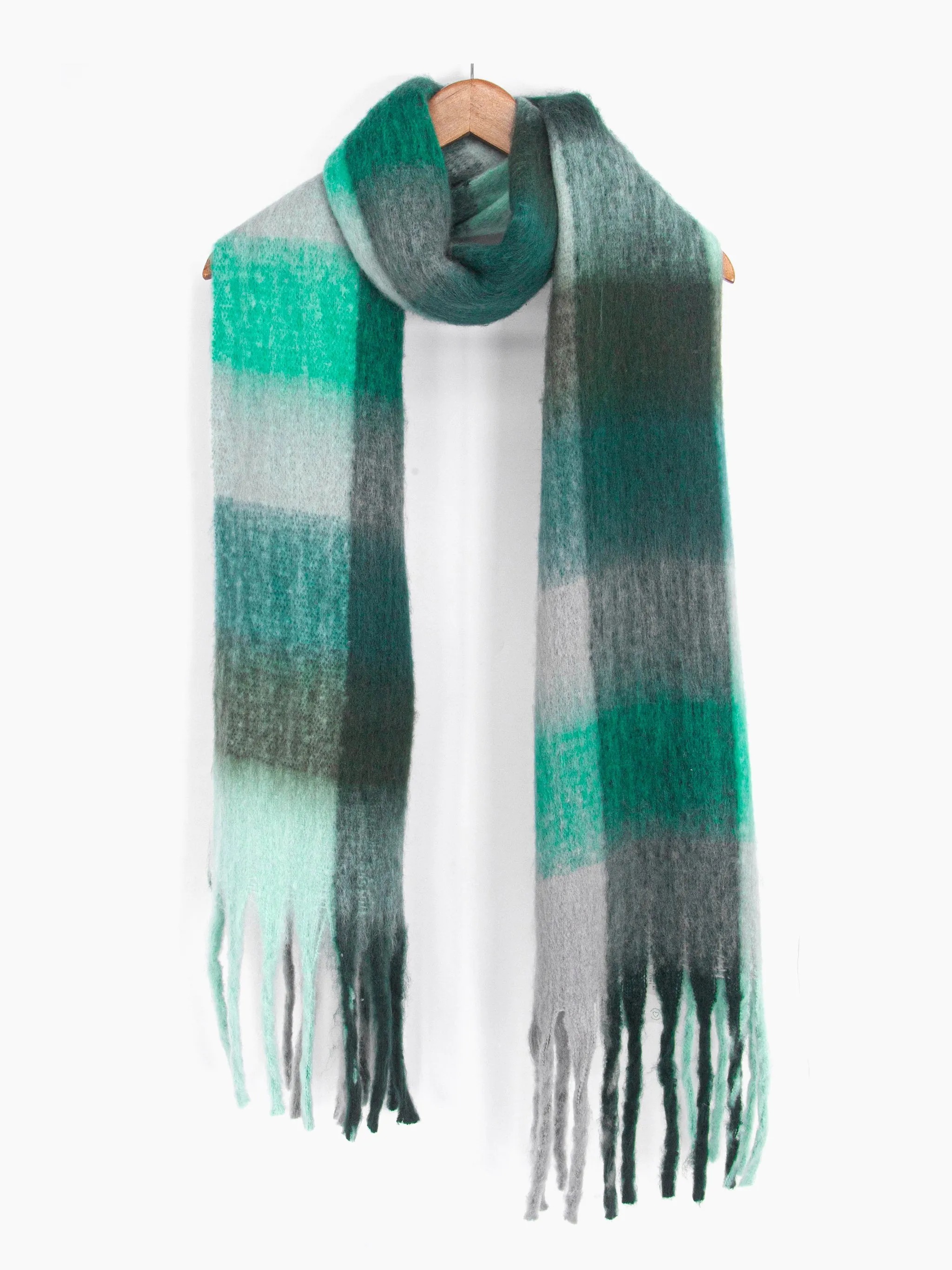 Allie Heavyweight Scarf - Teal, Square Colour Block
