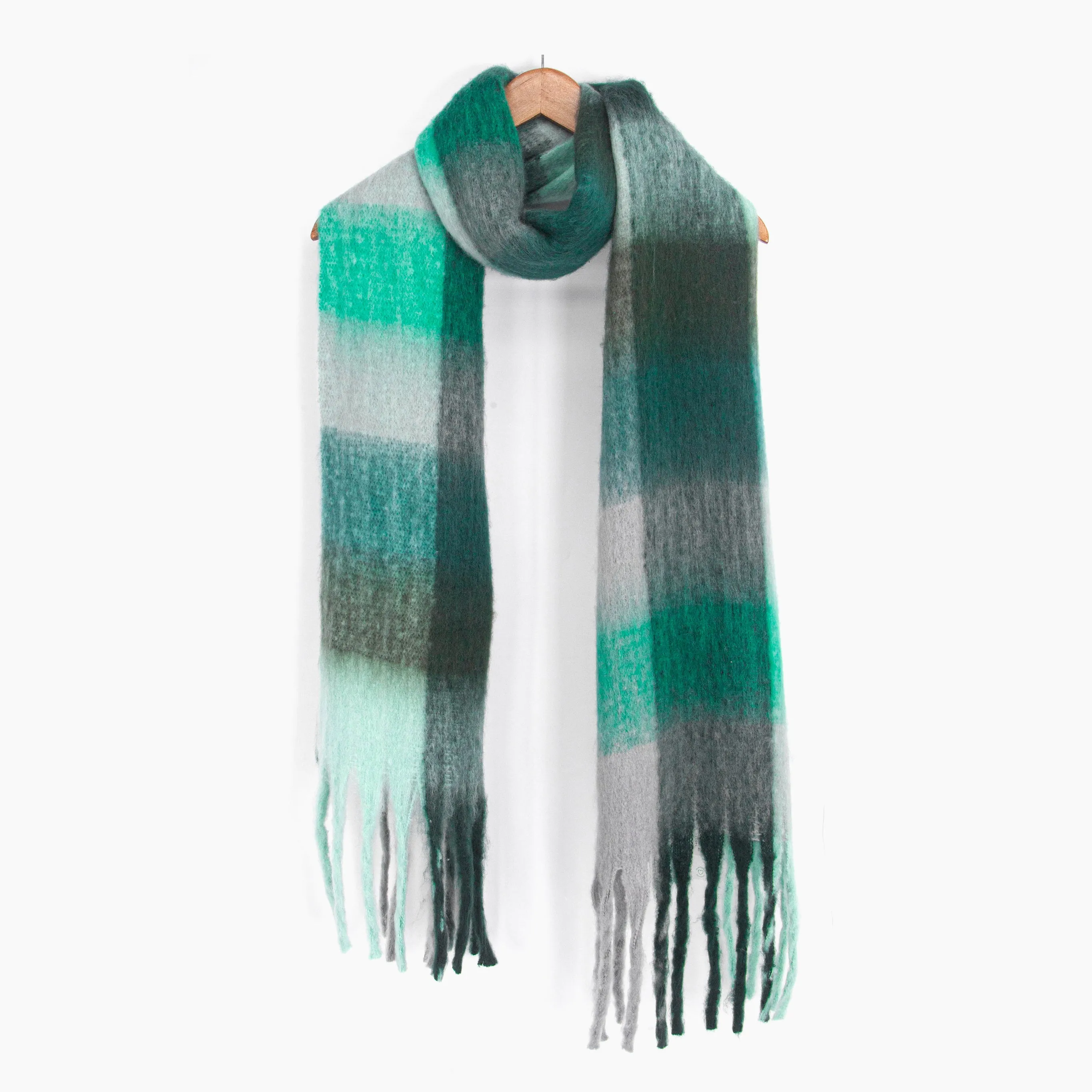 Allie Heavyweight Scarf - Teal, Square Colour Block