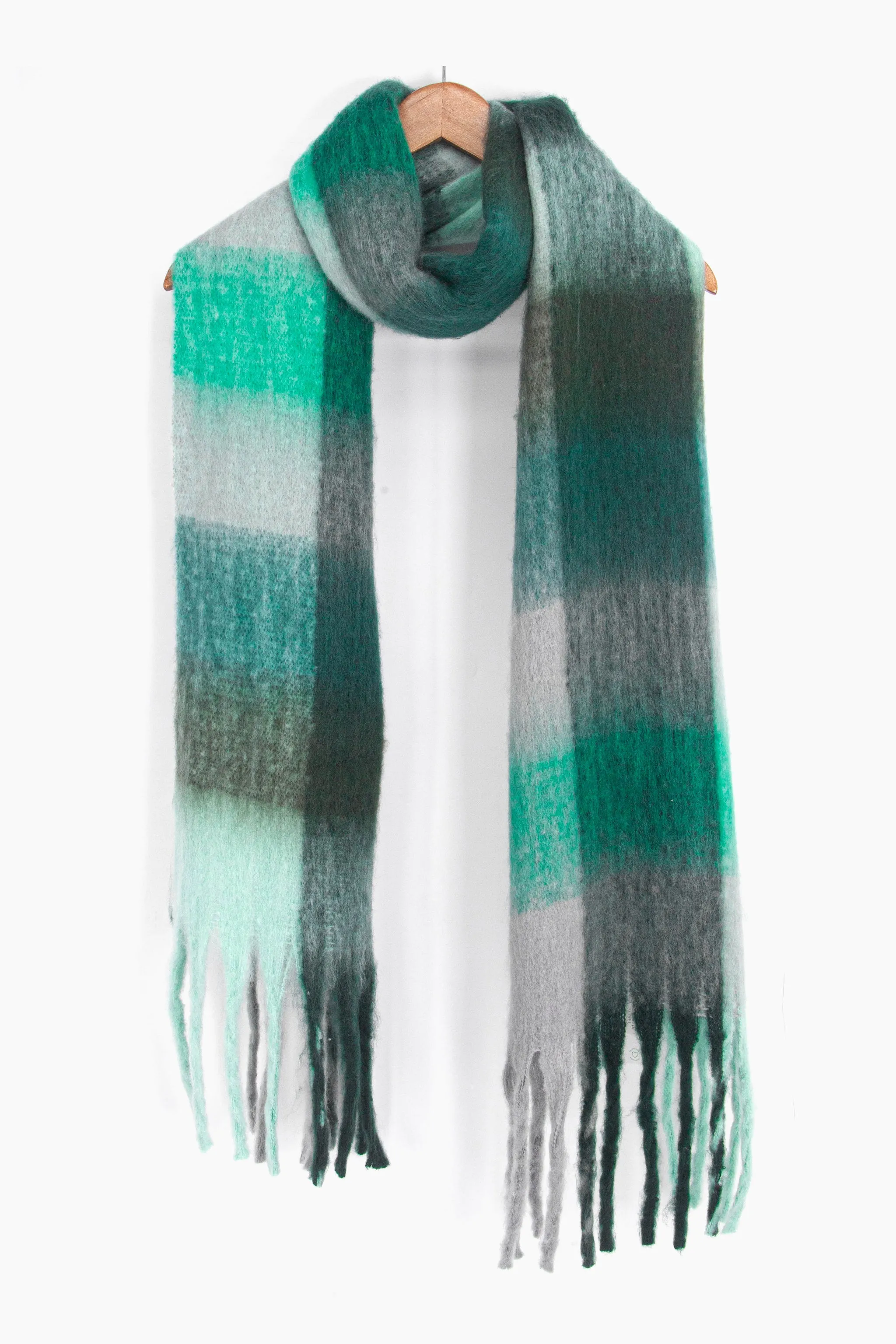 Allie Heavyweight Scarf - Teal, Square Colour Block