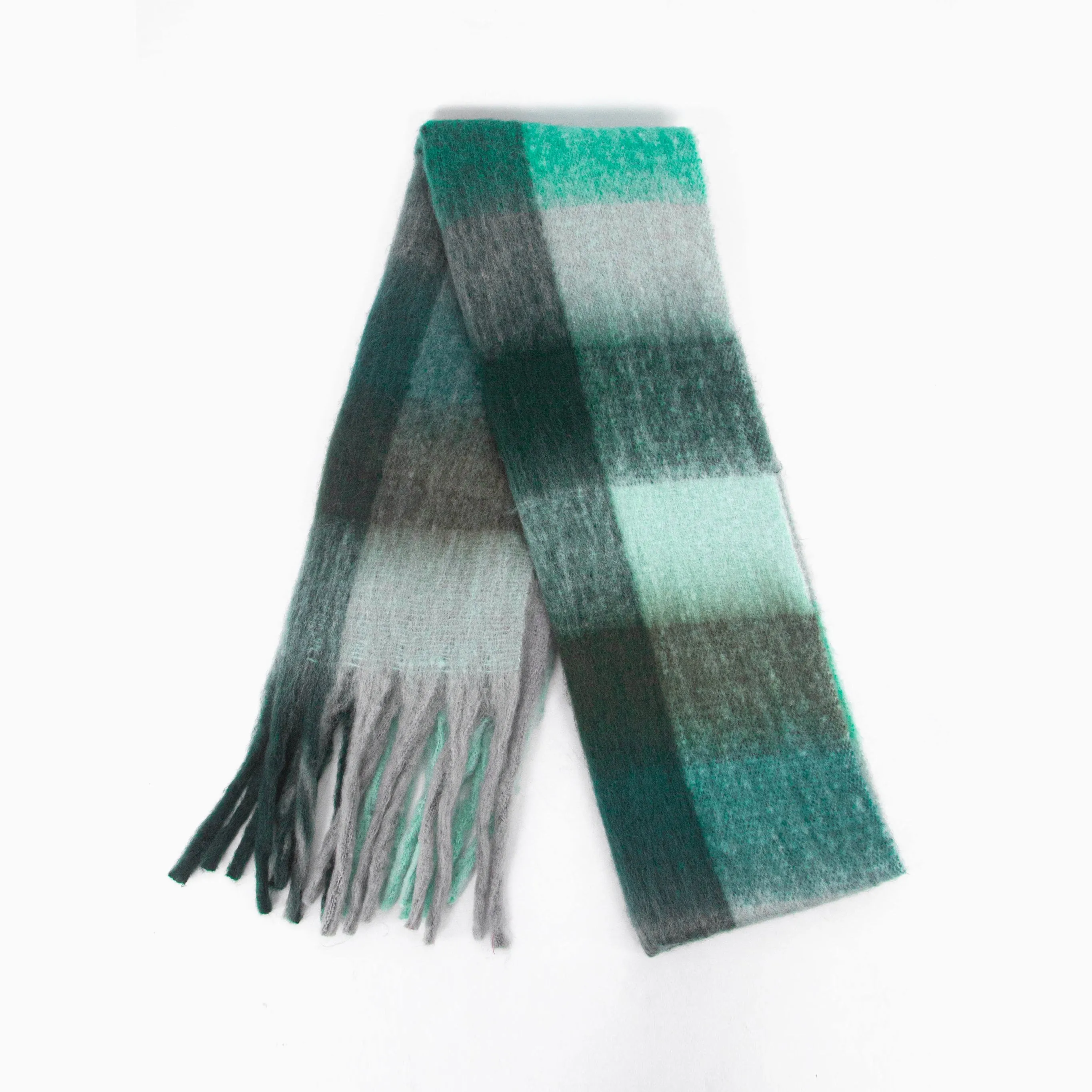 Allie Heavyweight Scarf - Teal, Square Colour Block
