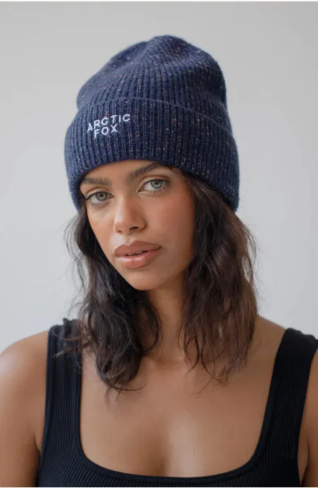 Artic Fox - Embroidered Beanie - Navy