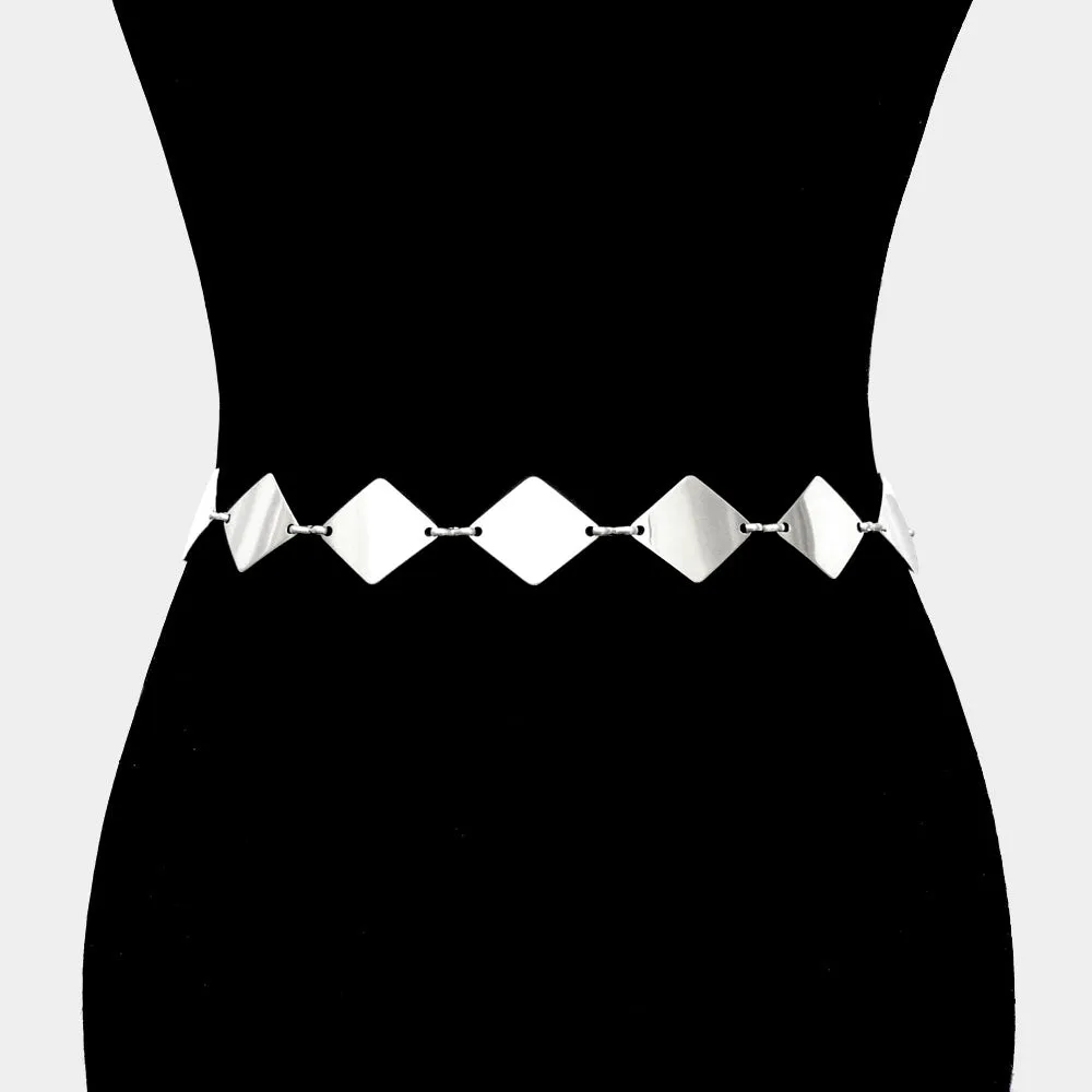 Belt Geometric Metal Diamond Shaped Link Stainless Steel Belt