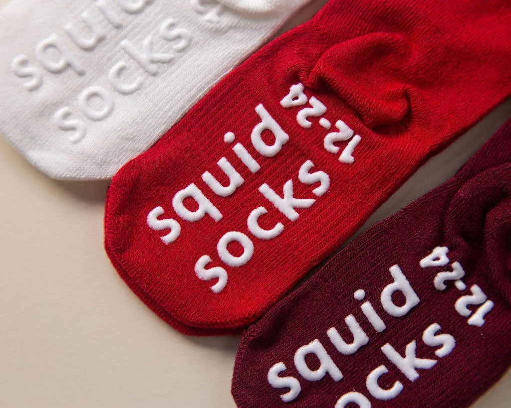 Channing - Non-Slip Baby Socks in Red, Ivory, Wine Colors