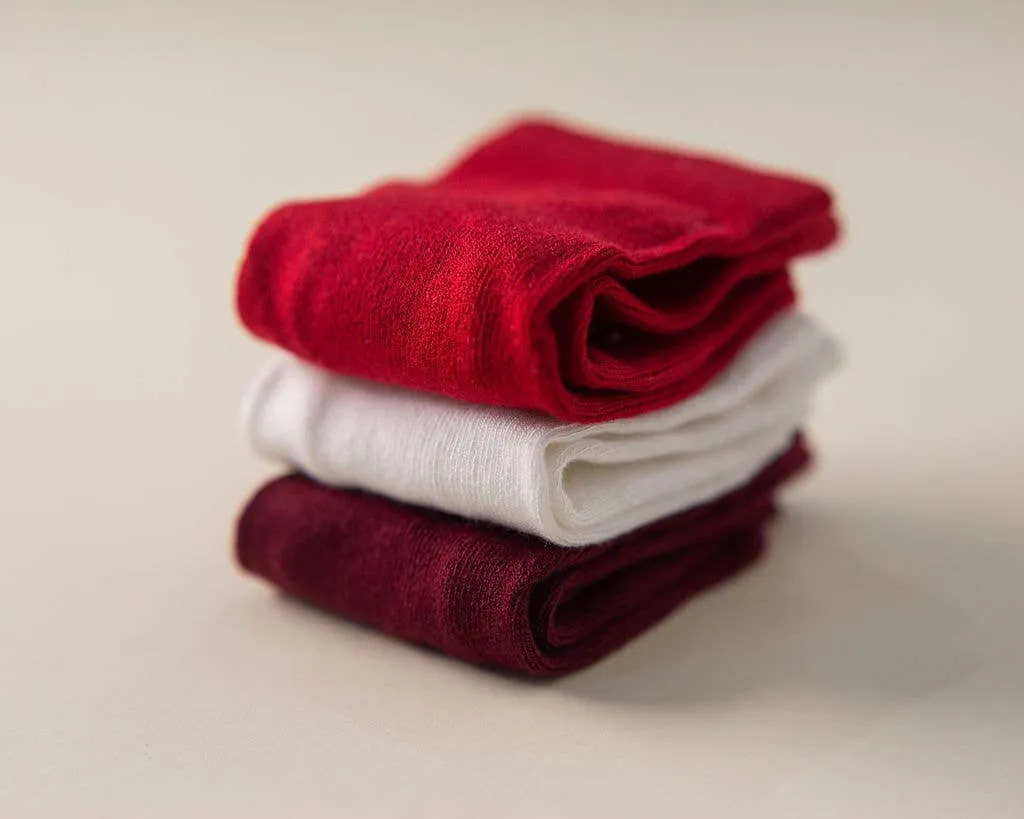 Channing - Non-Slip Baby Socks in Red, Ivory, Wine Colors