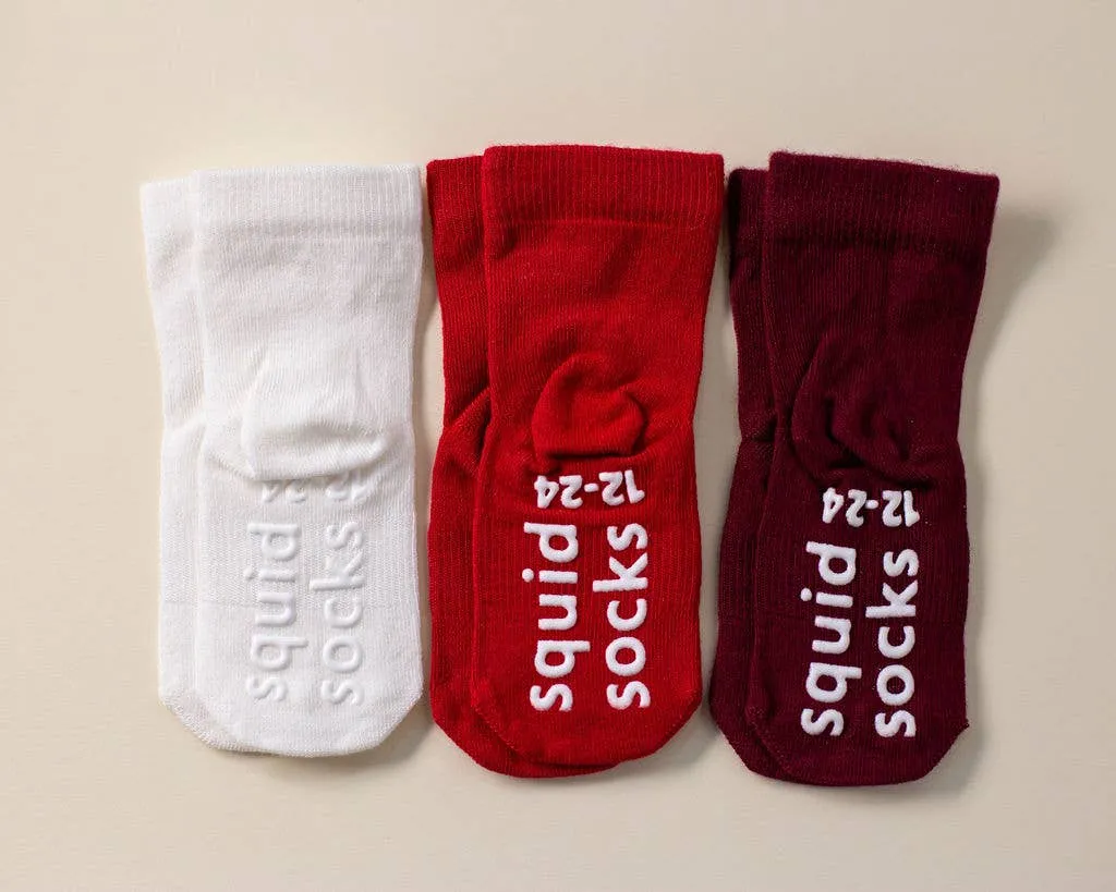 Channing - Non-Slip Baby Socks in Red, Ivory, Wine Colors