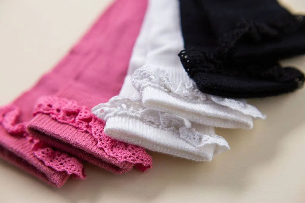 Charlotte - Non-Slip Baby Socks White, Pink, Black  & Lace