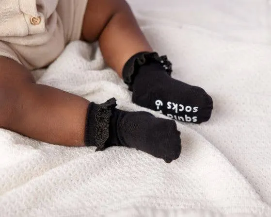 Charlotte - Non-Slip Baby Socks White, Pink, Black  & Lace