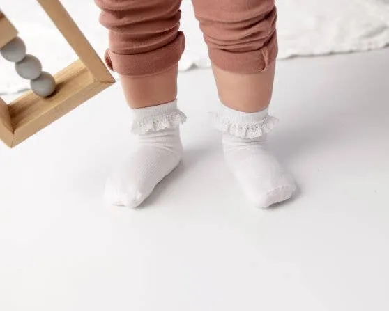 Charlotte - Non-Slip Baby Socks White, Pink, Black  & Lace