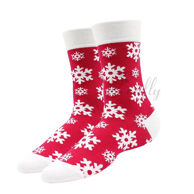 Christmas Socks PEONFLY New Colorful Cotton Happy Men's Crew Socks Harajuku Hip Hop Funny Cartoon Santa Claus Biscuits