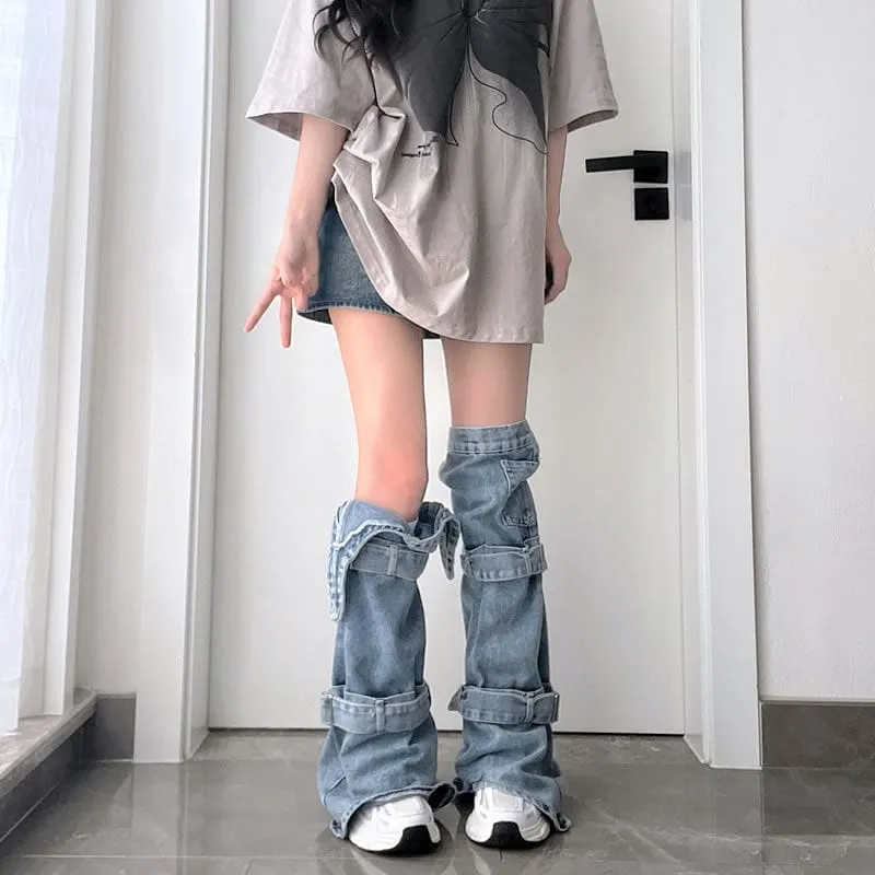 Fashion American Hot Girl Washed Denim Socks