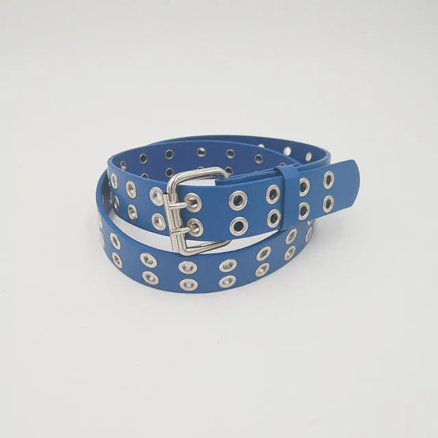 Fashion Children Kids Solid Color Belt Unisex Hollow Out Small Holes Belts  Boys Girls  Faux Leather pants Belt Adjustable N935