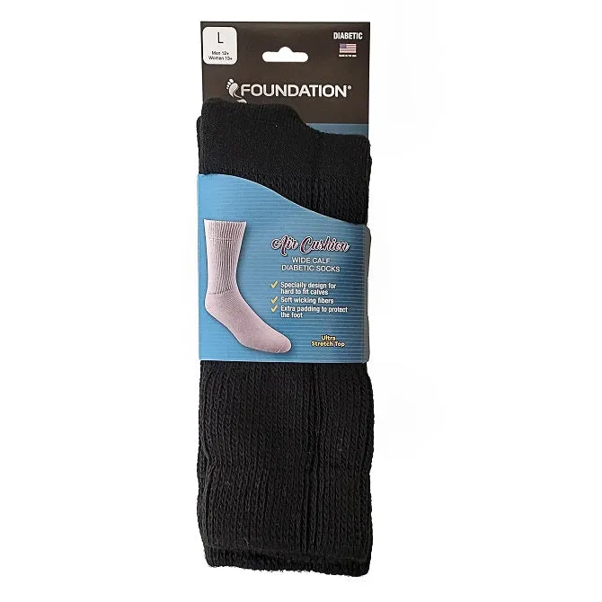 Foundation Air Cushion Diabetic Wide Calf Socks