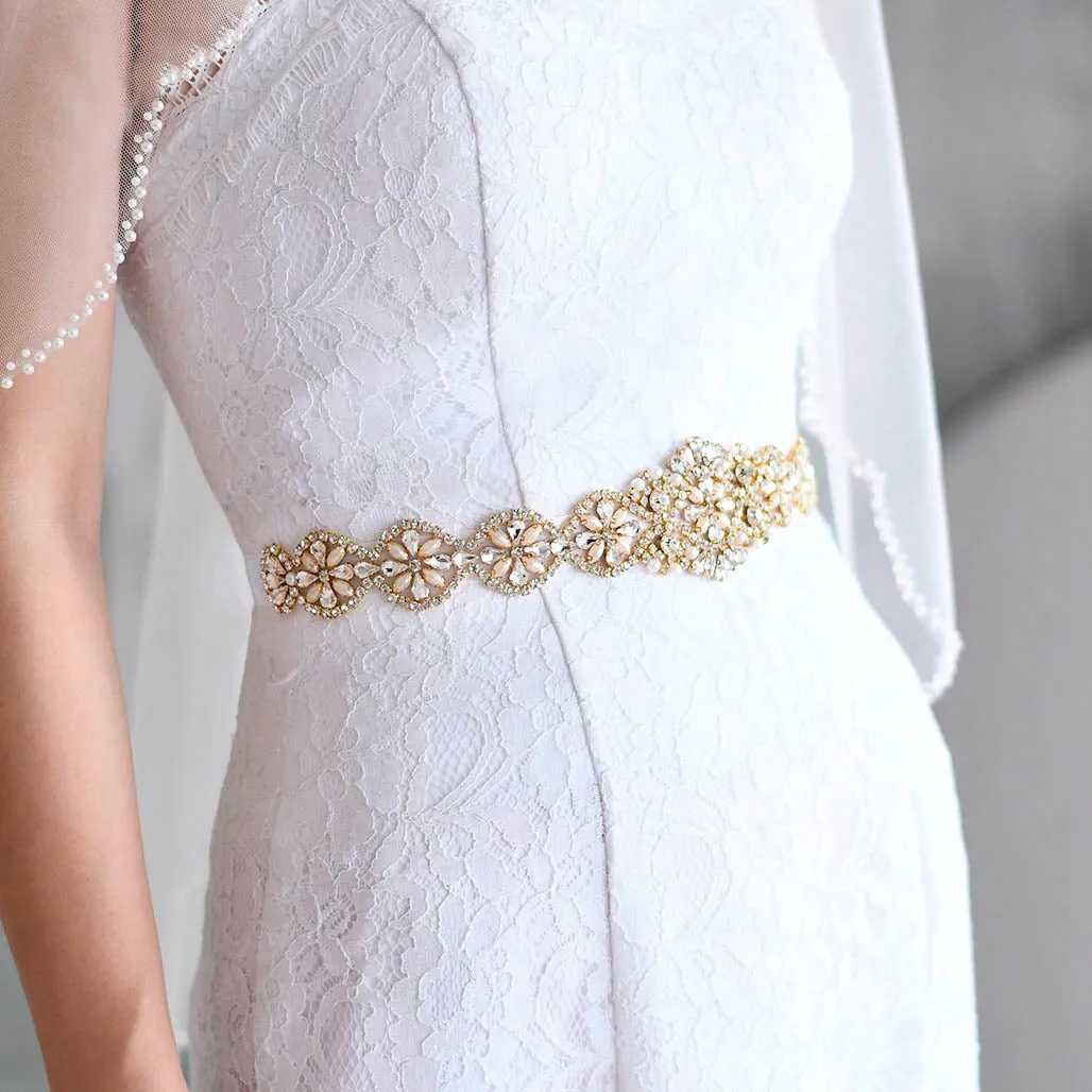 Luxurious crystals pearls bridal sash