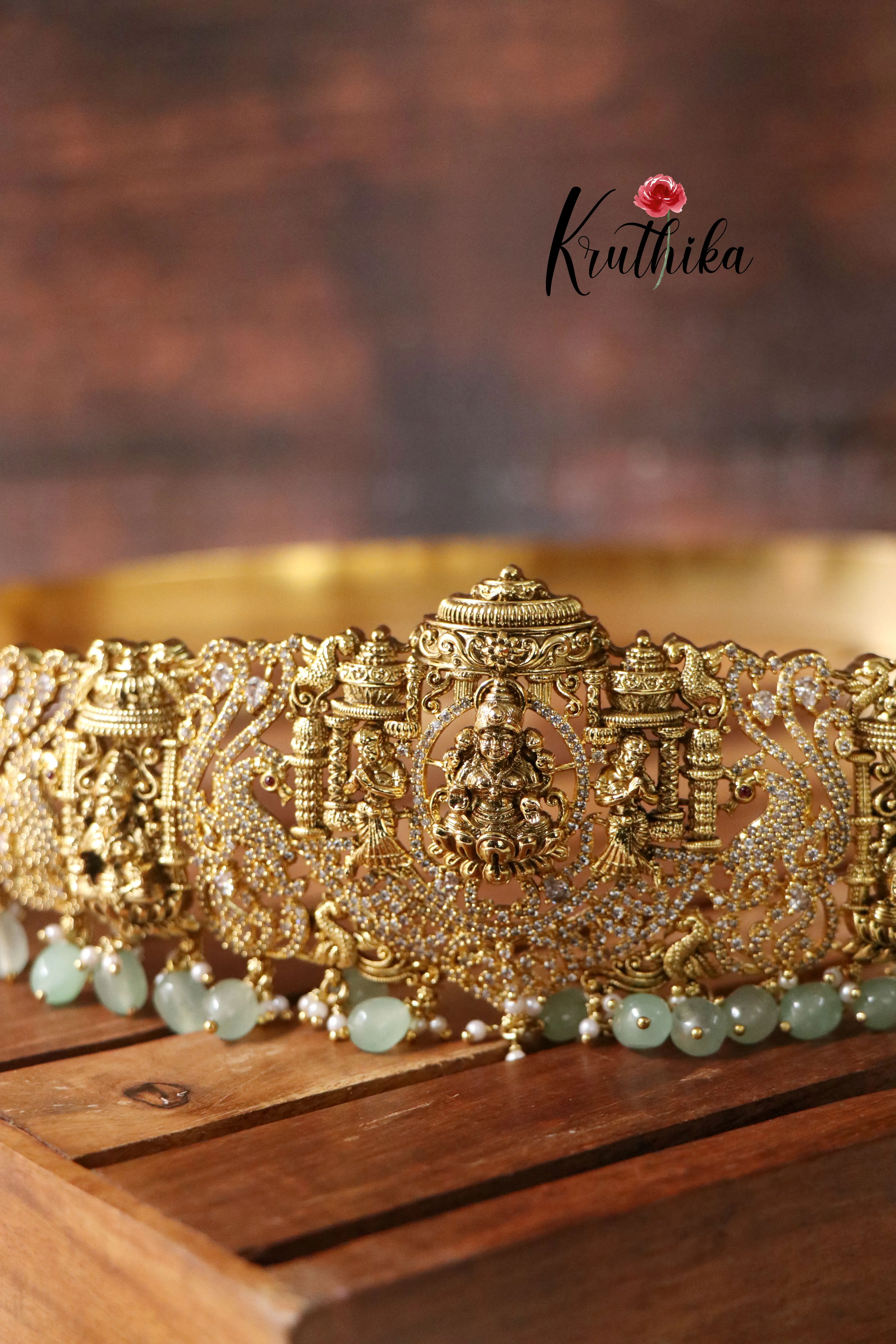 Premium Gold alike American Diamond  pastel beads Lakshmi Vaddanam V166