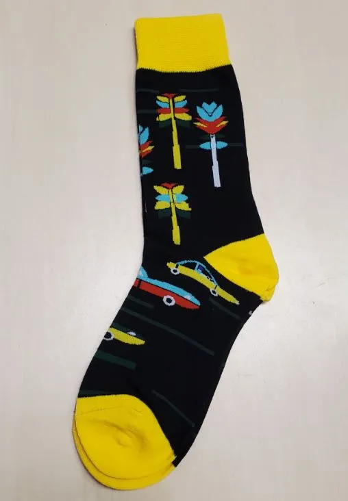 SF1192 Black Colorful Cars Socks