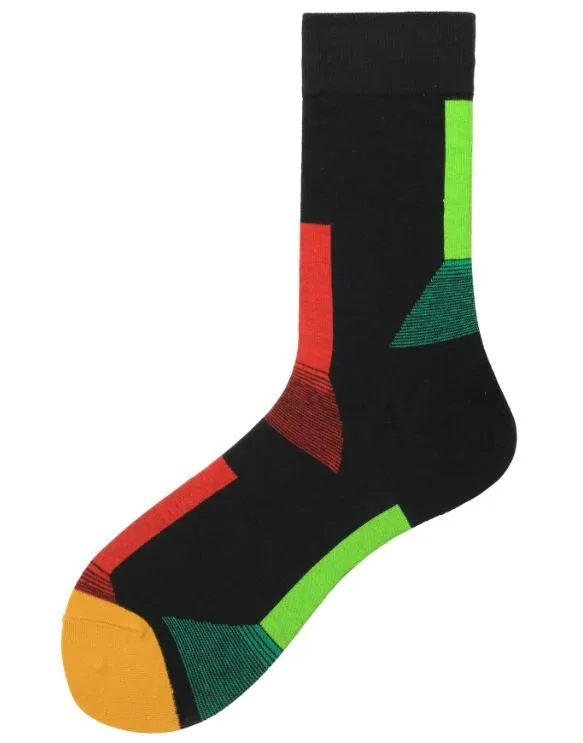 SF408 Black Colorful Shapes Socks