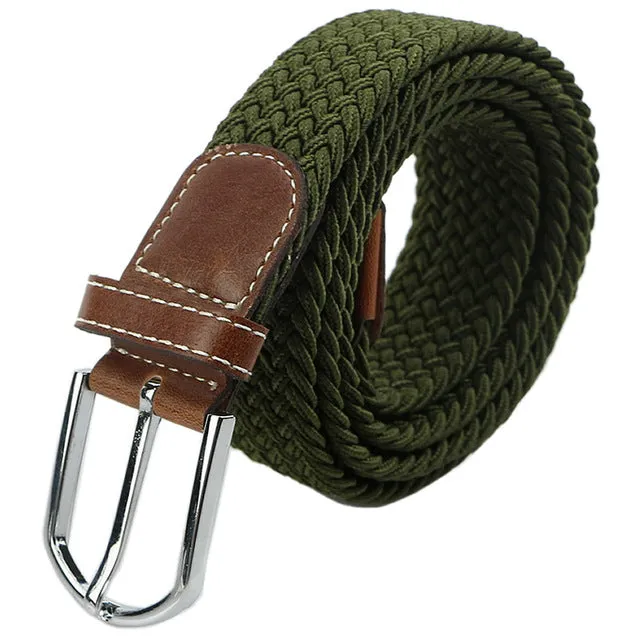 Stretch Braided Elastic Leather Buckle