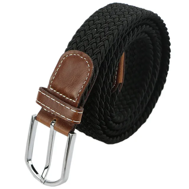 Stretch Braided Elastic Leather Buckle