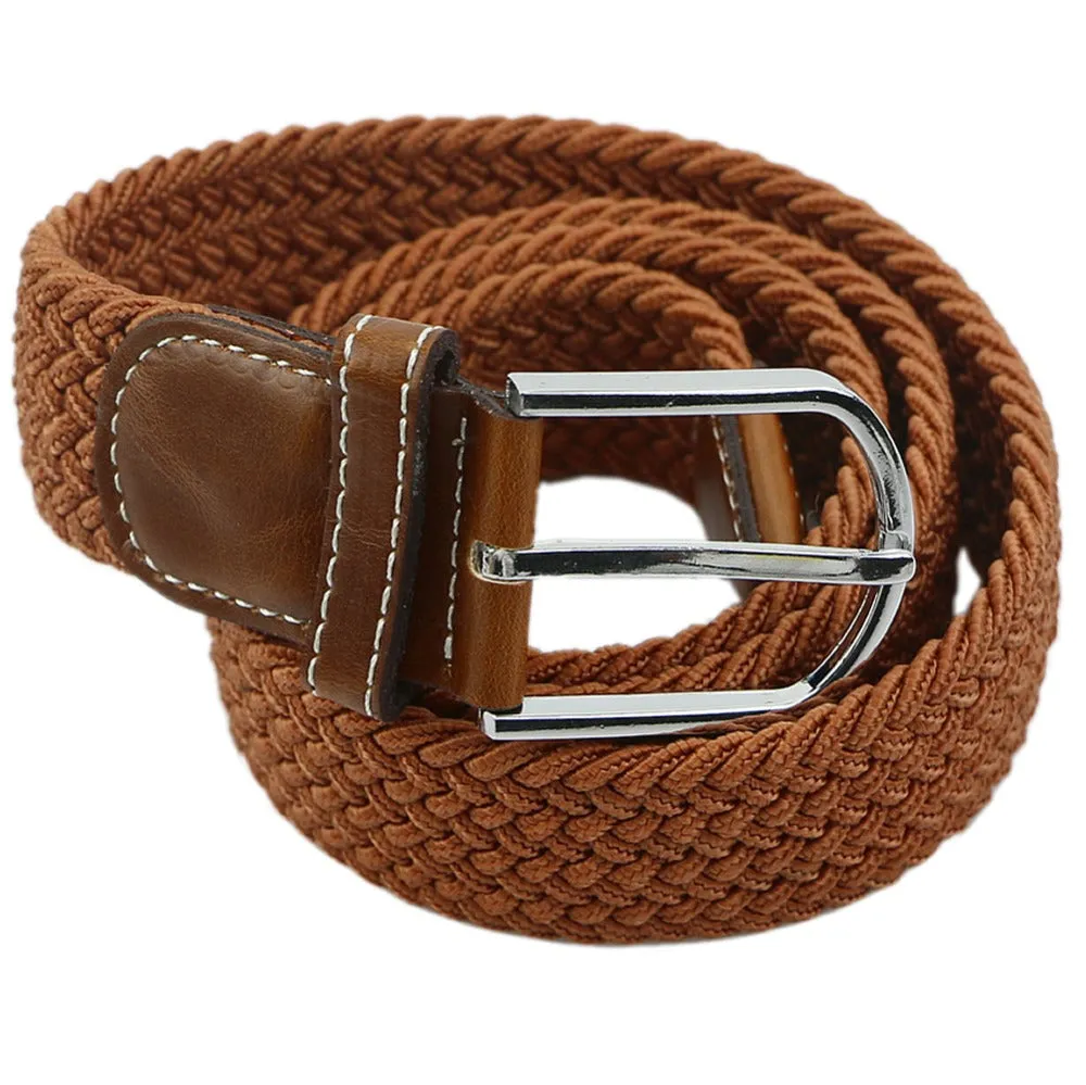 Stretch Braided Elastic Leather Buckle