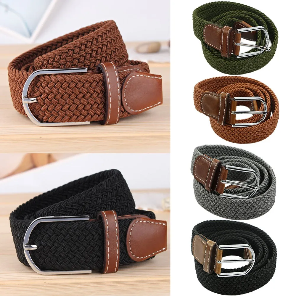 Stretch Braided Elastic Leather Buckle