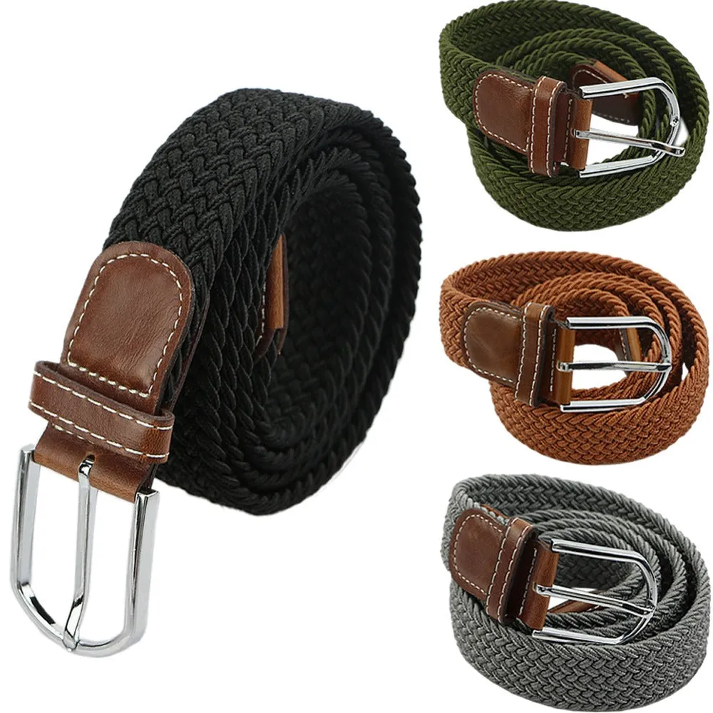 Stretch Braided Elastic Leather Buckle