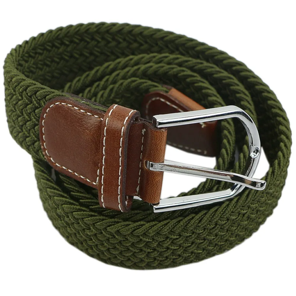 Stretch Braided Elastic Leather Buckle