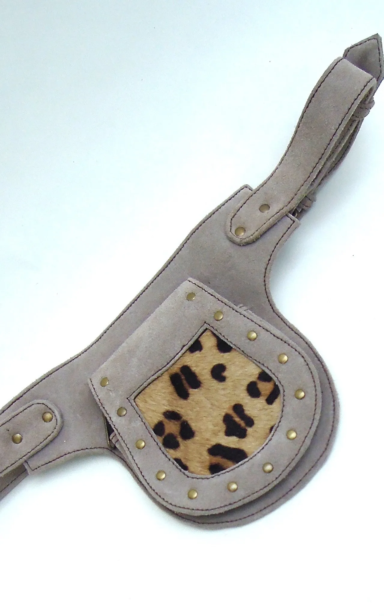 Suede Studded Pocket Belt