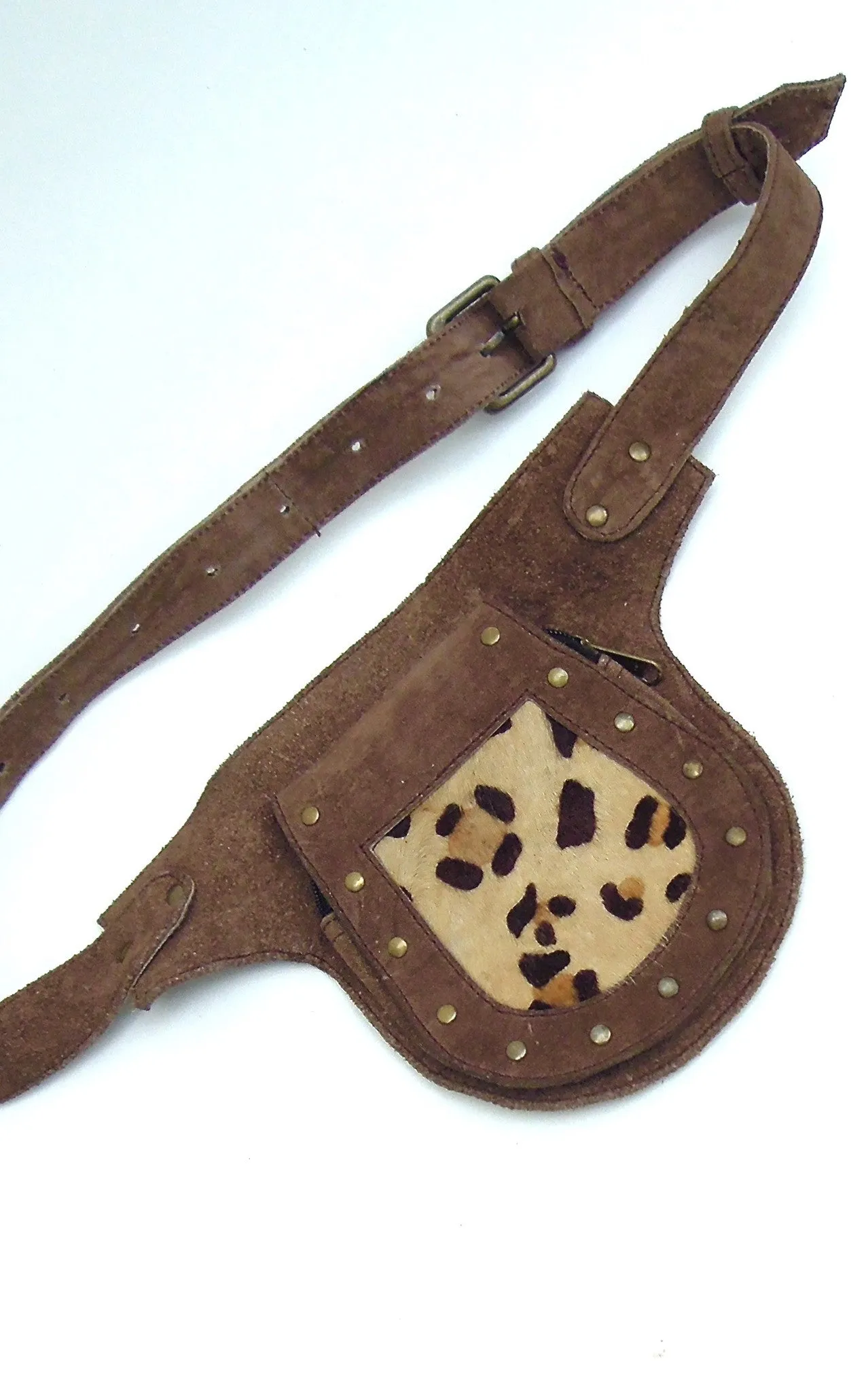 Suede Studded Pocket Belt