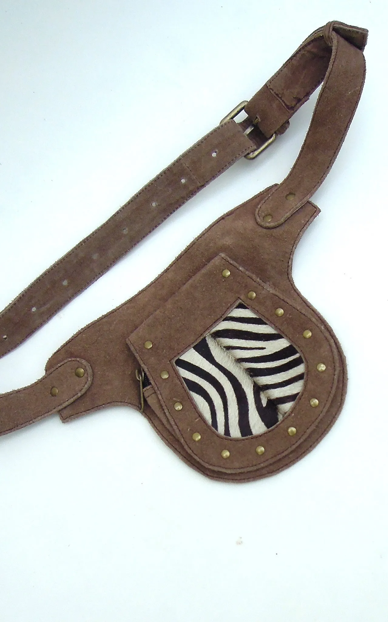 Suede Studded Pocket Belt